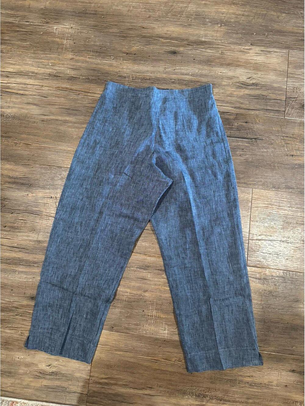 Bryn Walker Linen Blue/Denim Wide Leg Crop Pants Sz XXS EUC